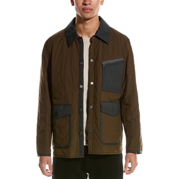 Theory mens Diamond Quilted Wool-Trim Jacket, s, Brown
