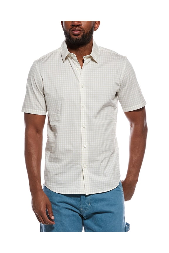mens  Irving Button Front Shirt, l, Brown
