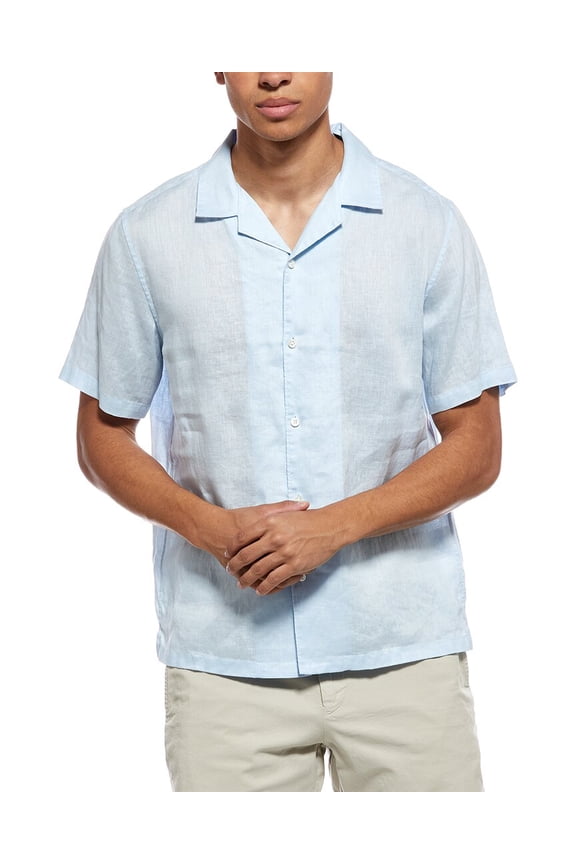 mens  Irving Linen Relaxed Shirt, XL, Blue