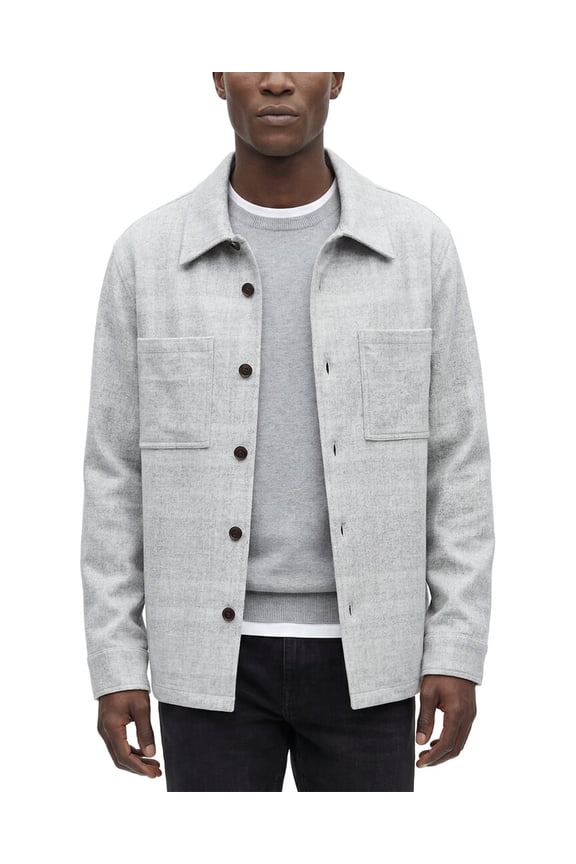 mens Knit Wool-Blend Overshirt, XXL, Grey