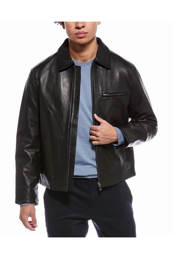 mens Leather Workwear Jacket, XXL, Black