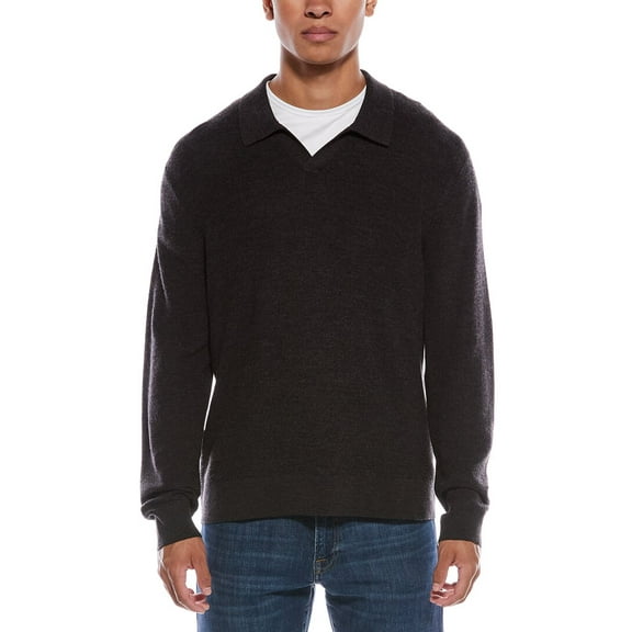 Theory mens  Wool Johnny Collar Sweater, XL, Brown