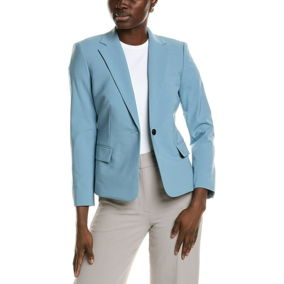 Theory womens 1-Button Slim Wool-Blend Jacket, 6, Blue