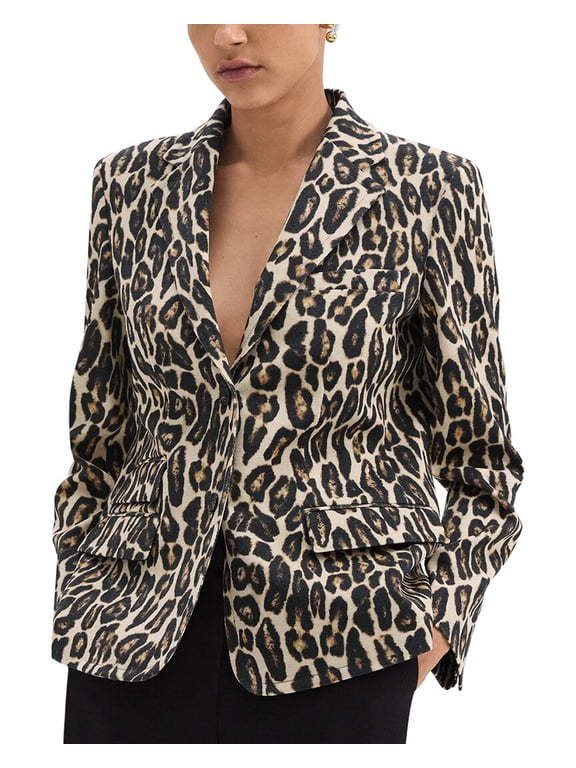 womens 2-Button Tailor Wool-Blend Jacket, 2, Brown