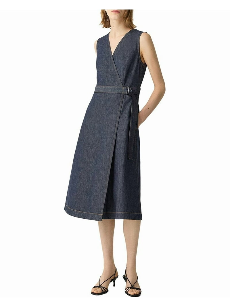 サマーセール‼️Theory Mod Denim Aline Wrap Dress Theory womens A-Line Wrap Dress, 0, Blue - Walmart.com