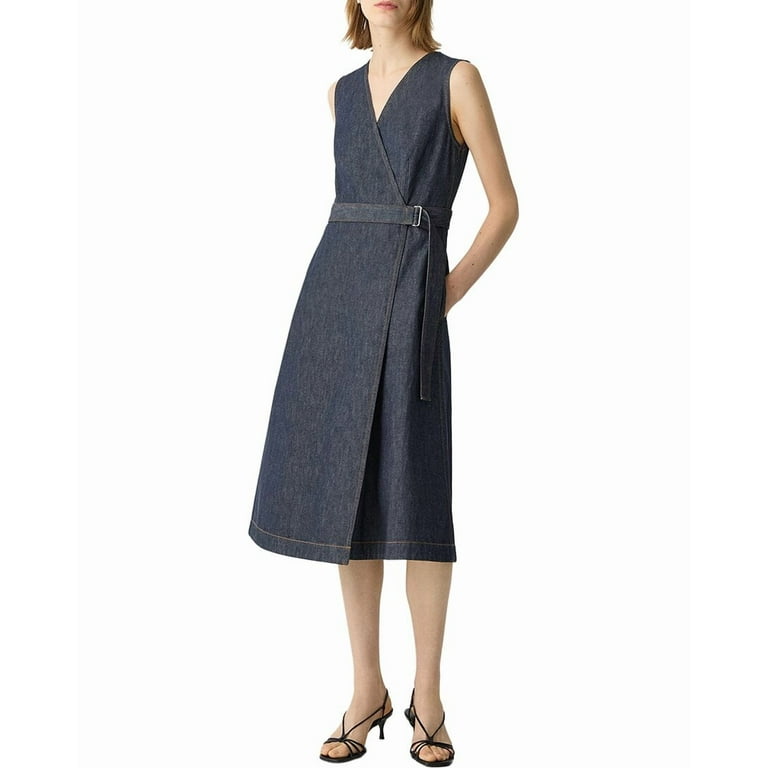 サマーセール‼️Theory Mod Denim Aline Wrap Dress Theory womens A-Line Wrap Dress, 0, Blue - Walmart.com