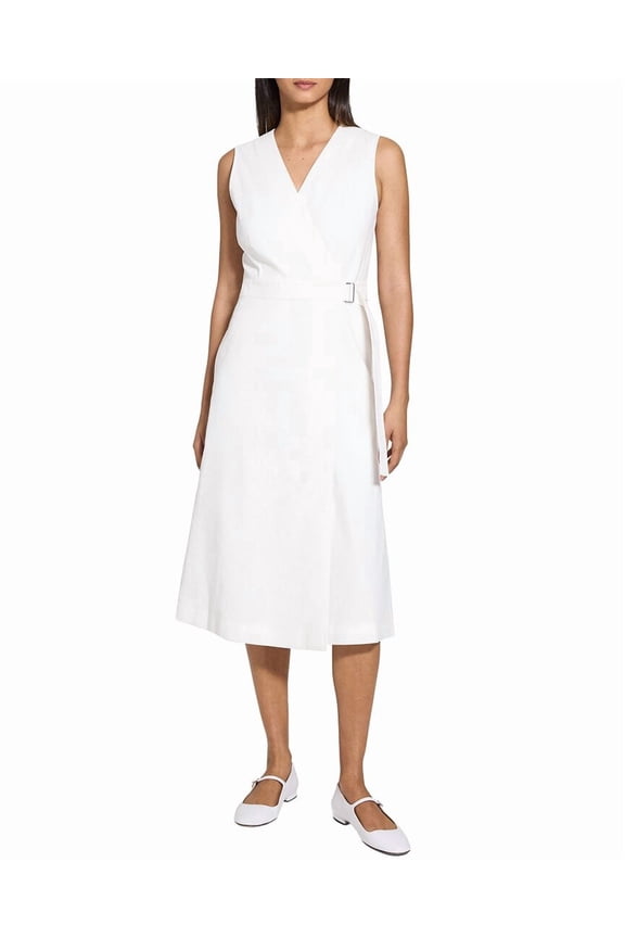 womens  Aline Wrap Dress, 4, White