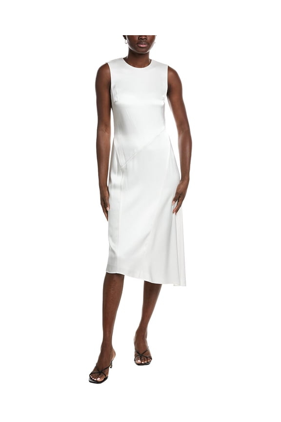 womens  Angled Seam Midi Dress, 4, Ivory