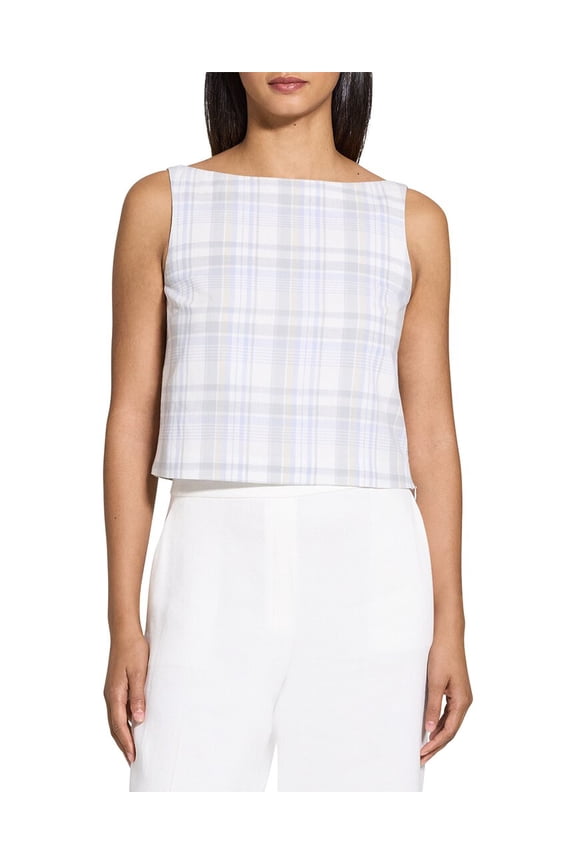 womens  Bateau Neck Linen-Blend Top, 2