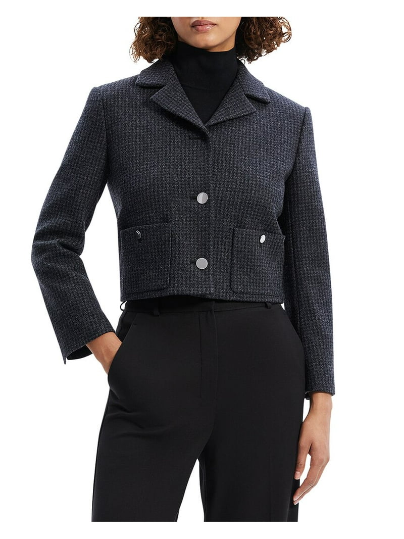 Theory セオリー Holiday Tweed PKT Crop JKT Theory Holiday Tweed Cropped Jacket in Black | Lyst