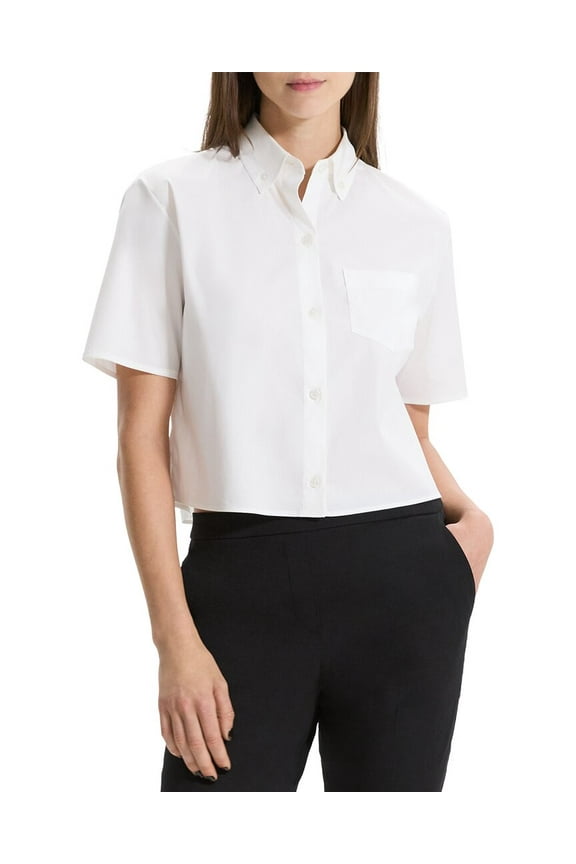 womens  Boxy Pocket Shirt, XL, White