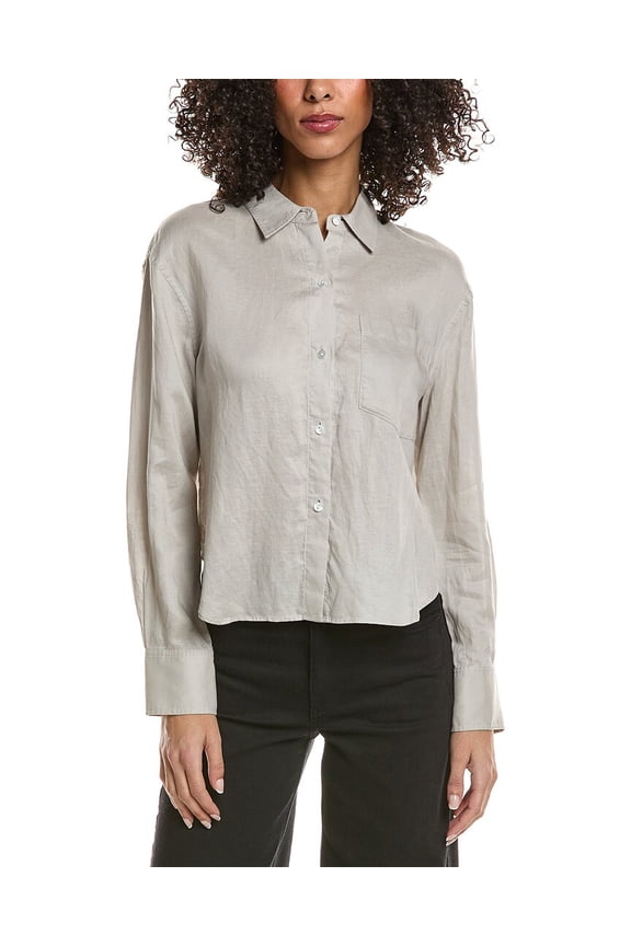 womens Boyfriend Shirt, l, Grey