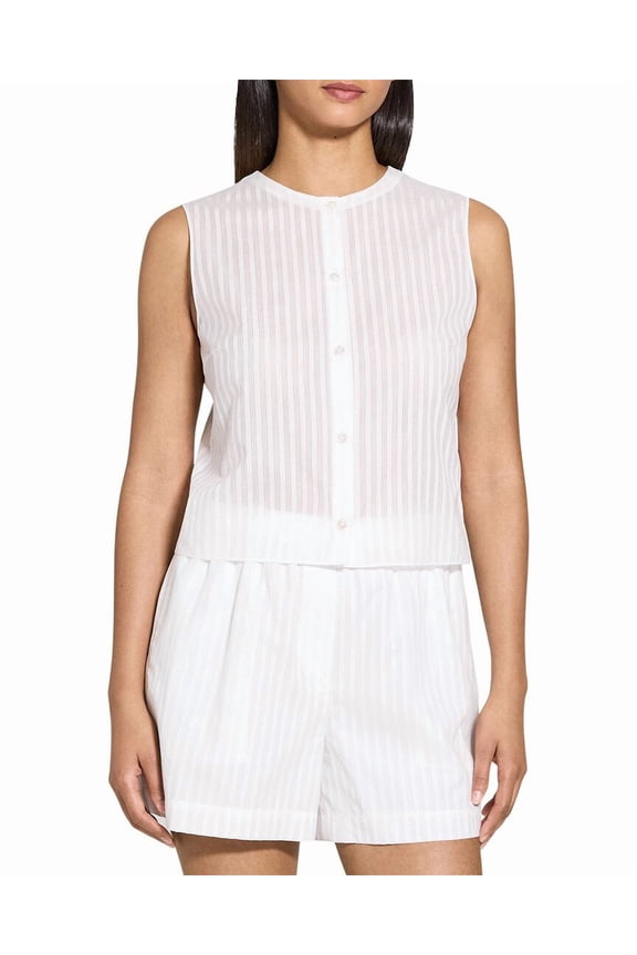 womens  Button Down Shell, l, White