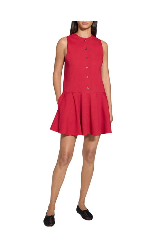 womens  Button Down Shirt Dress, m, Red