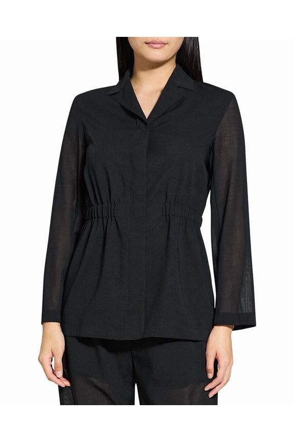 womens  Cinch Waist Wool-Blend Jacket, 10, Black