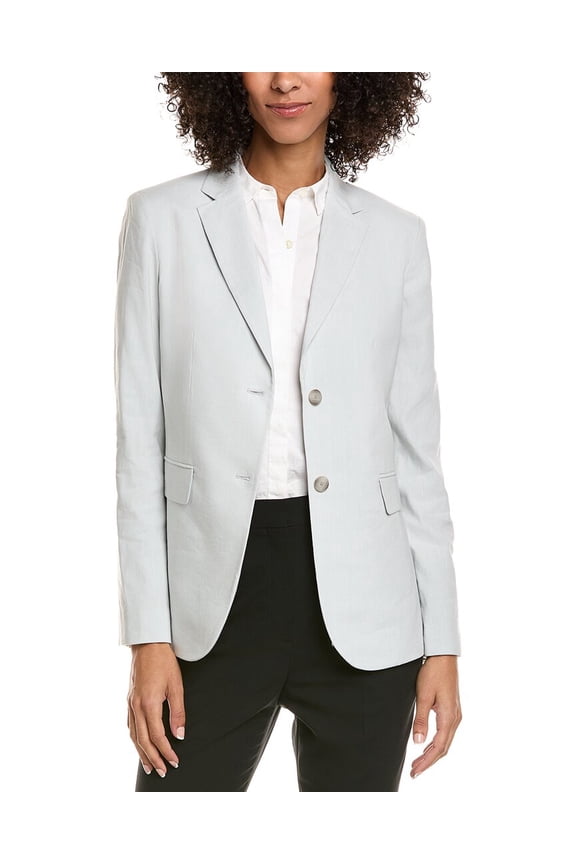 womens  Classic Linen-Blend Blazer, 00, Grey