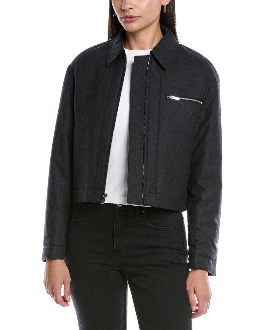 Theory womens Crop Wool-Blend Jacket, s, Gray - Walmart.com