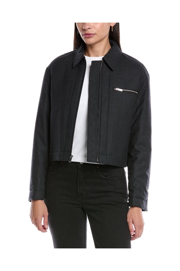 womens  Crop Wool-Blend Jacket, XL