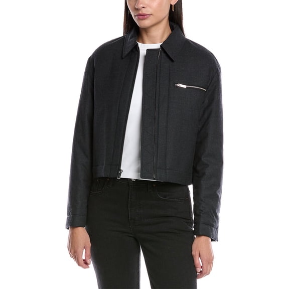 Theory womens Crop Wool-Blend Jacket, m, Gray