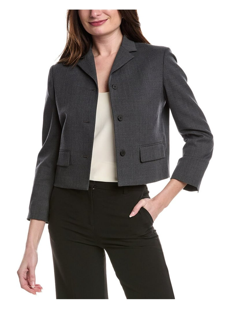Theory womens Cropped Wool-Blend Jacket, 4, Grey - Walmart.com