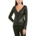 thumbnail image 1 of Theory womens  Fitted Leather Wrap Jacket, 2, Black, 1 of 3