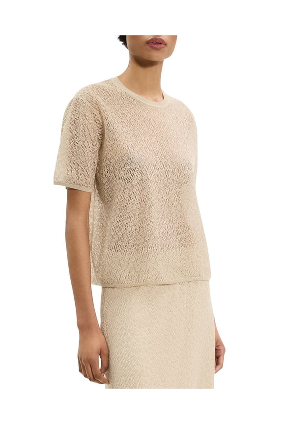 womens Floral Lace Pullover, m, Tan