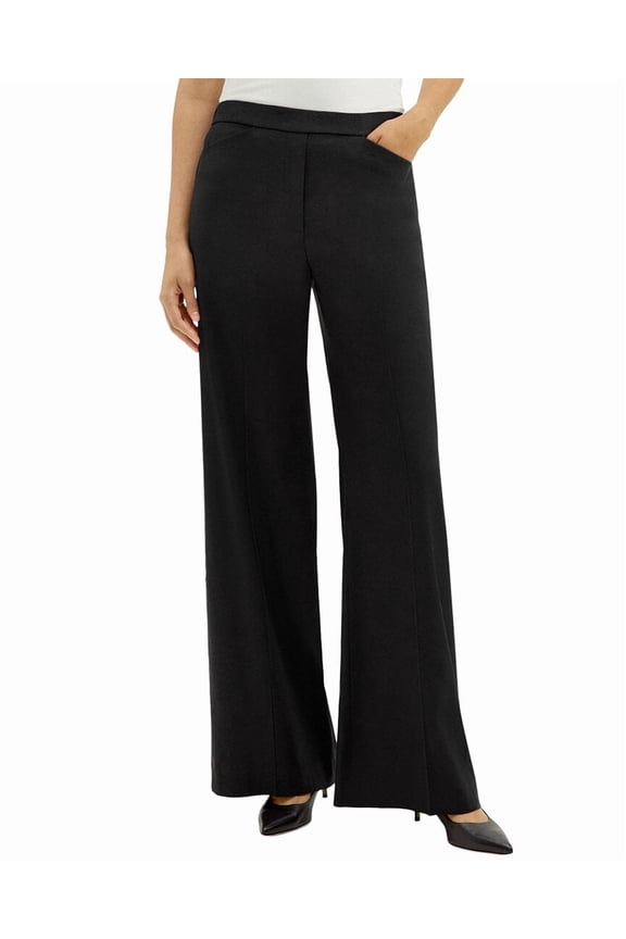 womens  High Waist Wide Leg Pant, 0, Black