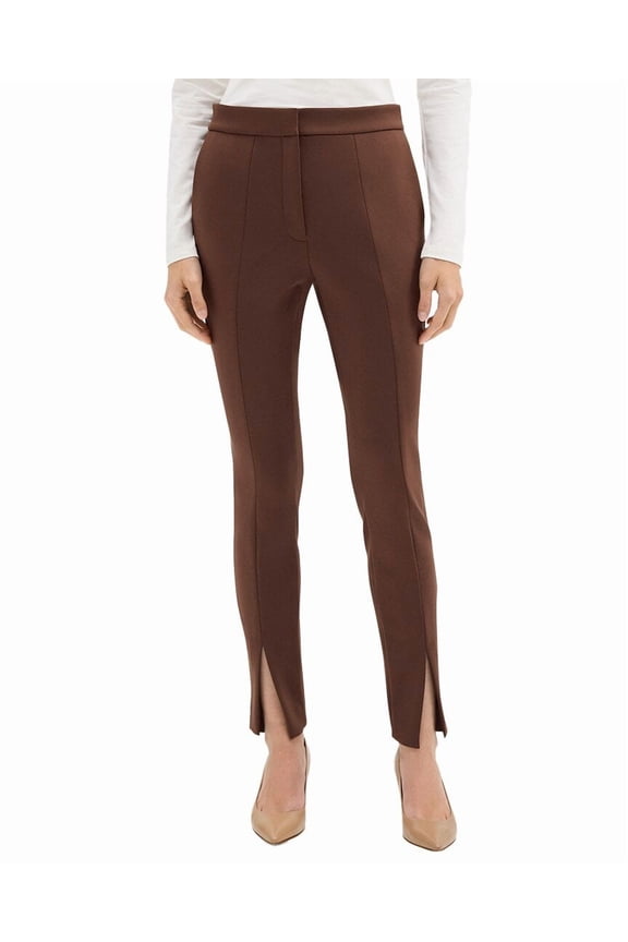 womens  High-Waisted Slim Slit Pant, 0, Red