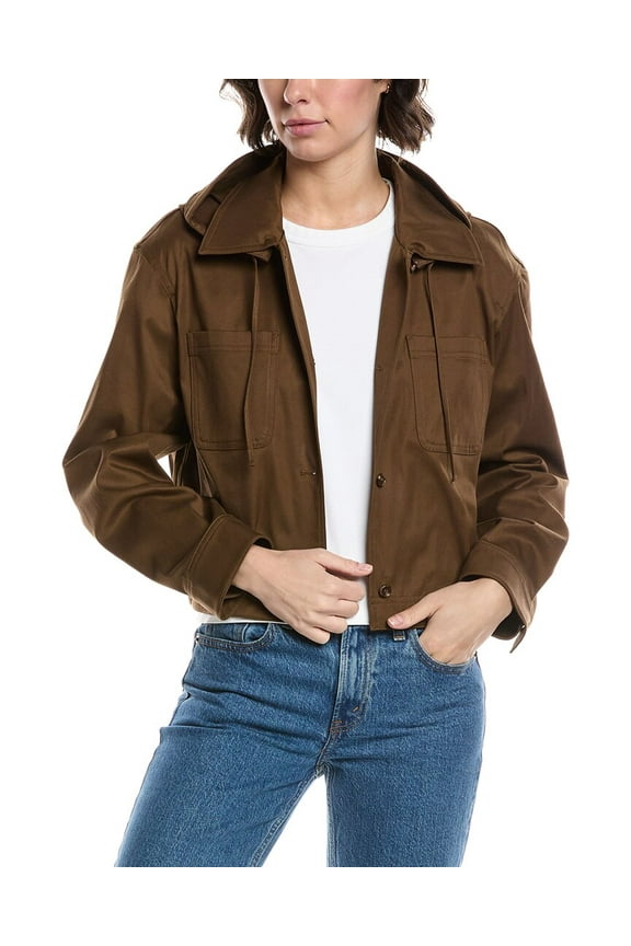 womens Hood Crop Jacket, s, Green