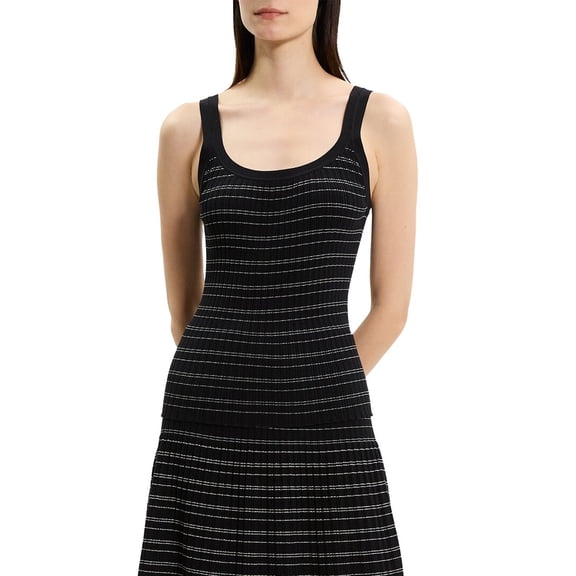 Theory womens Knit Contrast Tank, l, Black