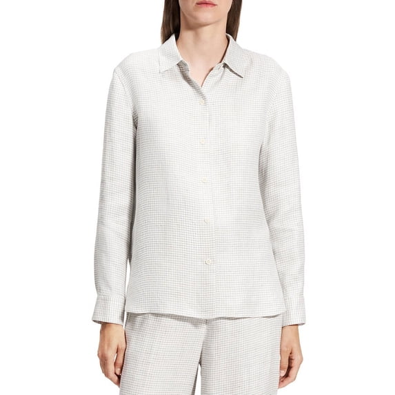 Theory womens Linen-Blend Straight Top, l