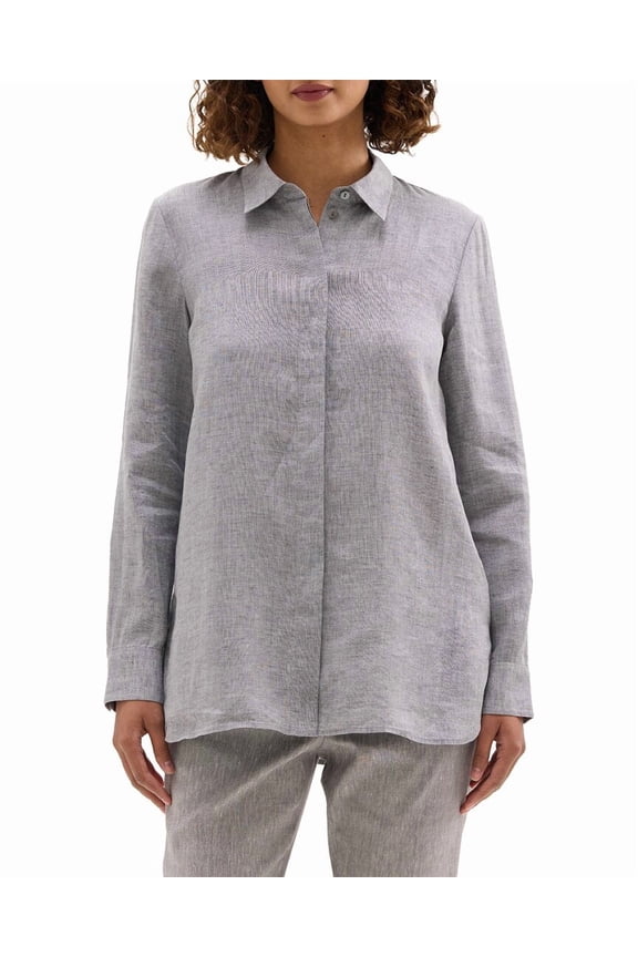 womens  Linen-Blend Tunic, s, Grey