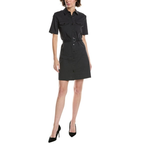 Theory womens  Mini Linen-Blend Shirt Dress, 6, Blue