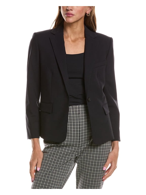 womens One-Button Slim Jacket, 6, Blue