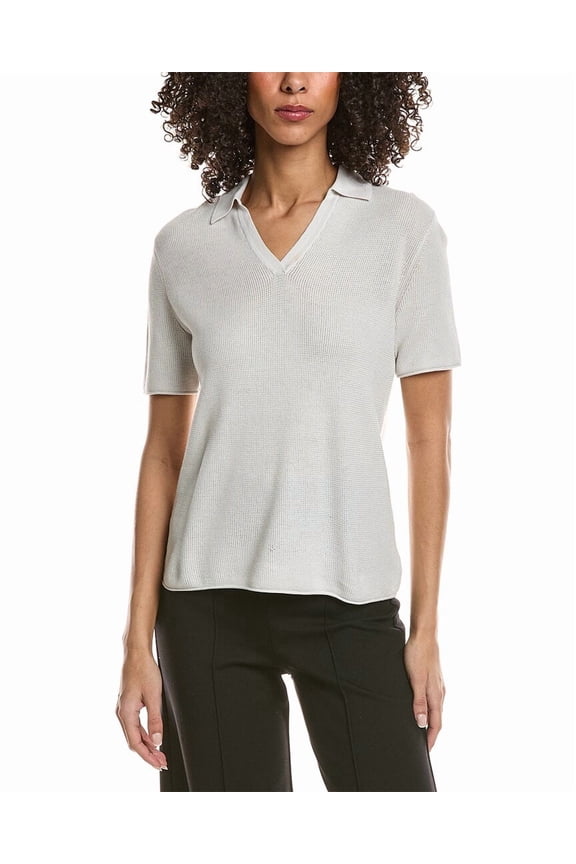 womens Open Collar Top, s, White