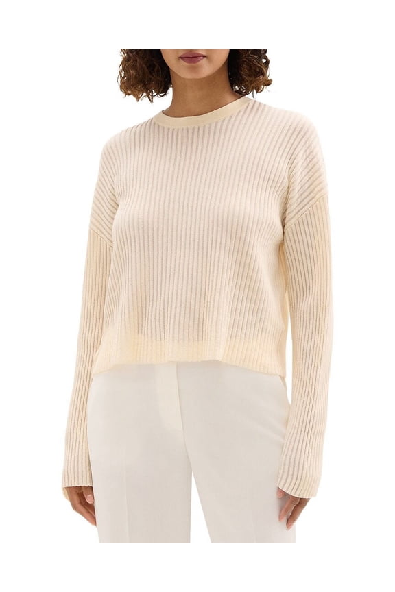 womens  Ottoman Crew Sweater, m, White