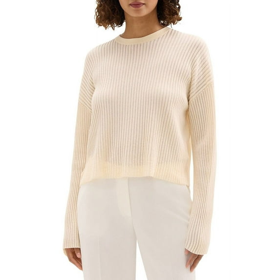 Theory womens Ottoman Crew Sweater, s, White