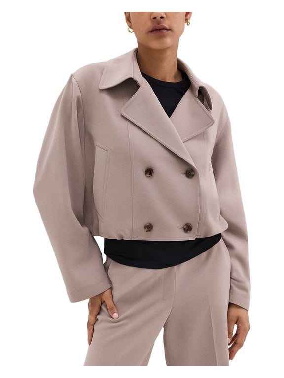 womens Oversized Cropped Trench, l