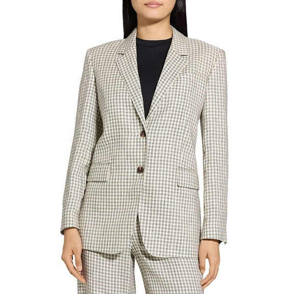 Theory womens  Oversized Straight Linen-Blend Blazer, 2, White