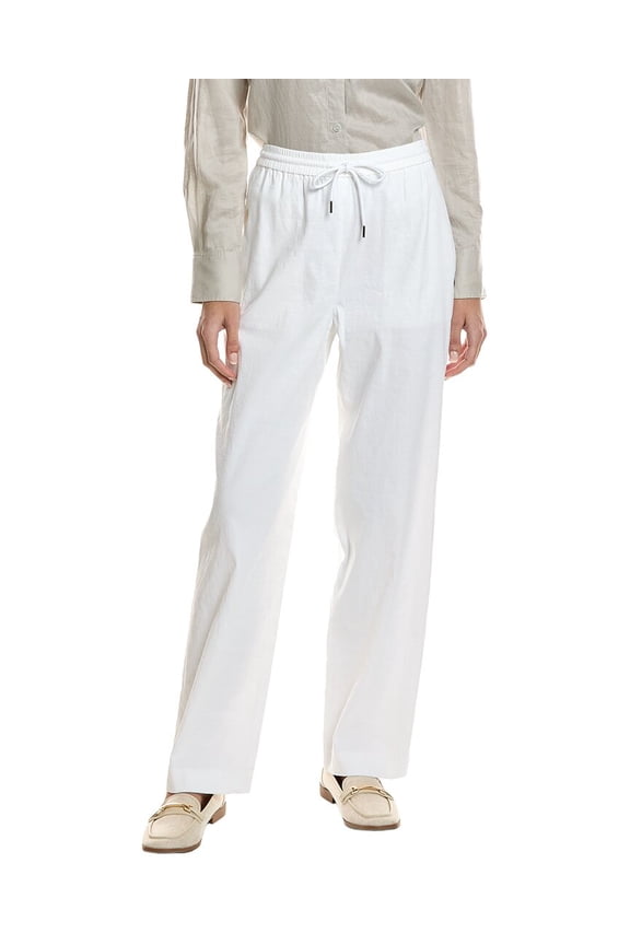 womens  Pull On Linen-Blend Pant, s, White