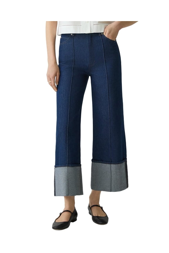 womens  Relaxed Denim Cuff Pant, 26, Blue