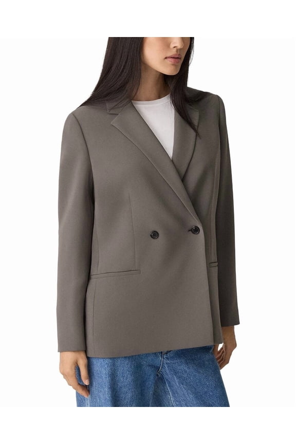 womens  Relaxed Double Breasted Jacket, 8, Blue