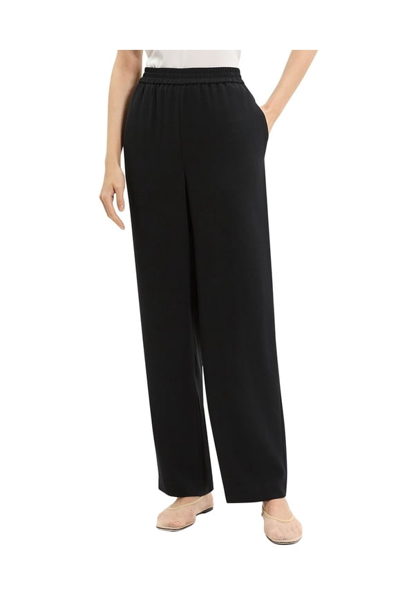 womens  Relaxed Straight Satin Pant, m, Black