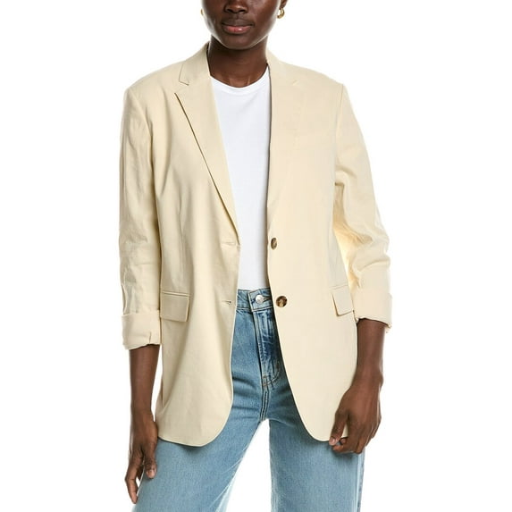 Theory womens Rolled Sleeve BF Linen-Blend Jacket, 4