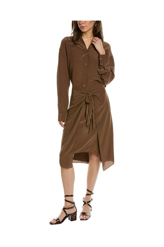 womens  Sarong Shirtdress, 00, Brown