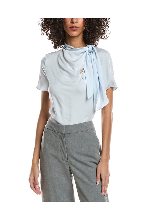 womens Scarf-Neck Top, l, White