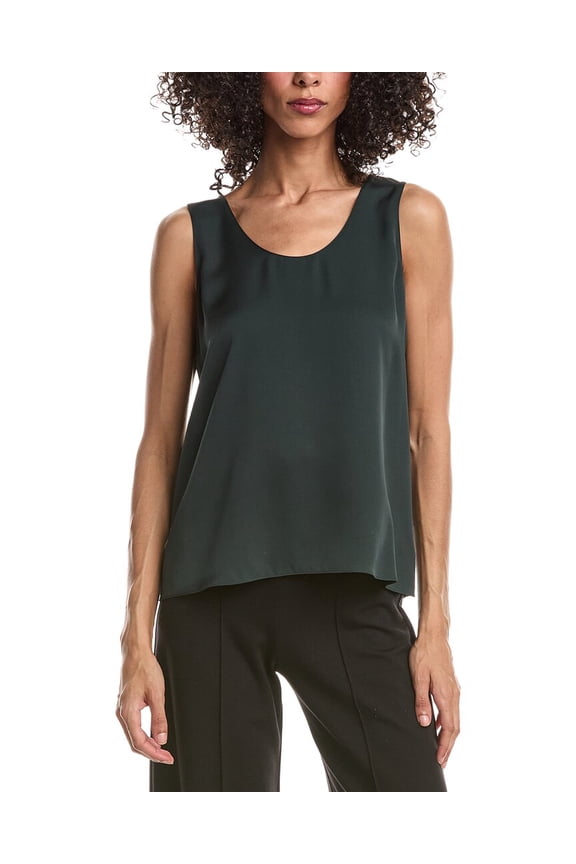 womens  Sculpted Straight Shell Silk Top, XL, Green