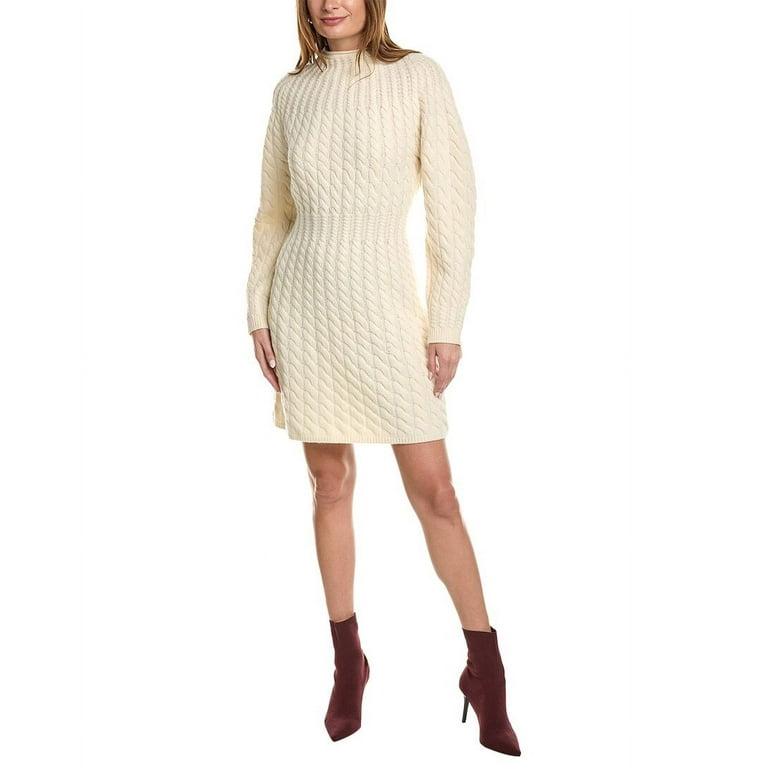 Theory womens Sculpted Wool & Cashmere-Blend Sweaterdress, M, White 