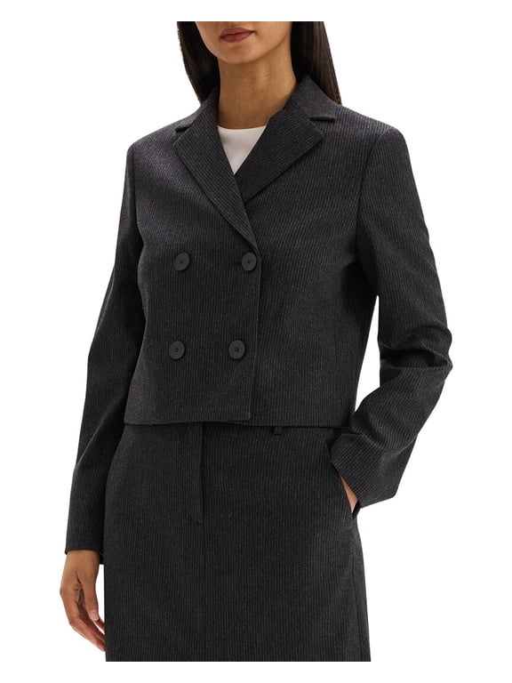 womens Short Flannel Jacket, 8, Black