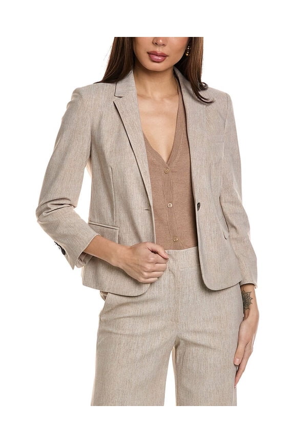womens Shrunken Blazer, 2, Beige